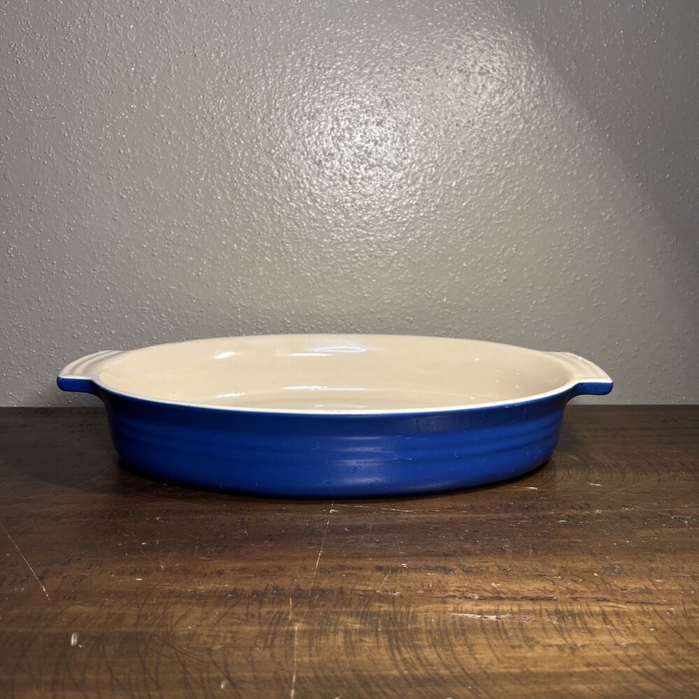 Vintage La Creuset Oval Large 16x10x2 Casserole Dish Azure Blue (07 02)